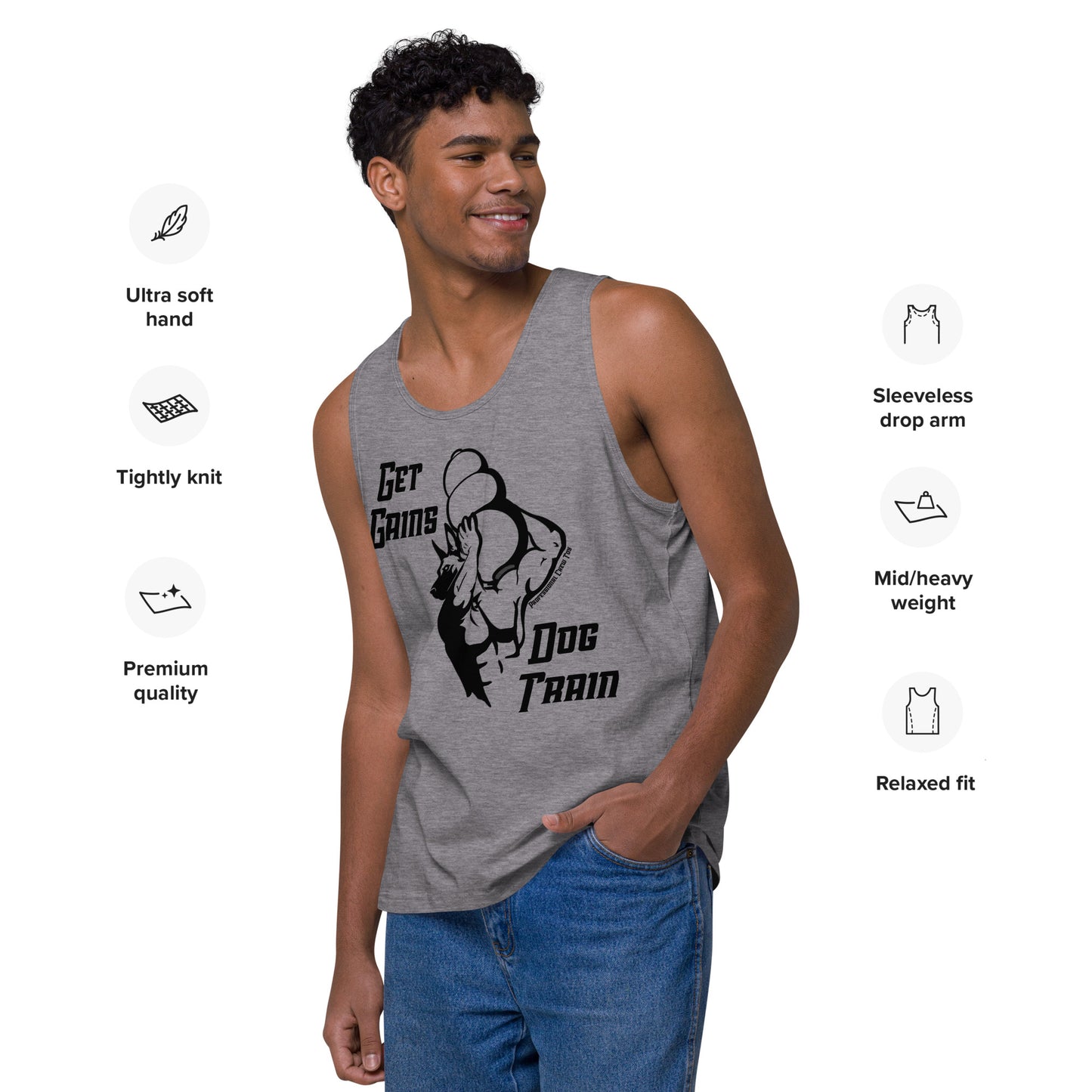 Get Gains & Dog Train Men’s premium tank top