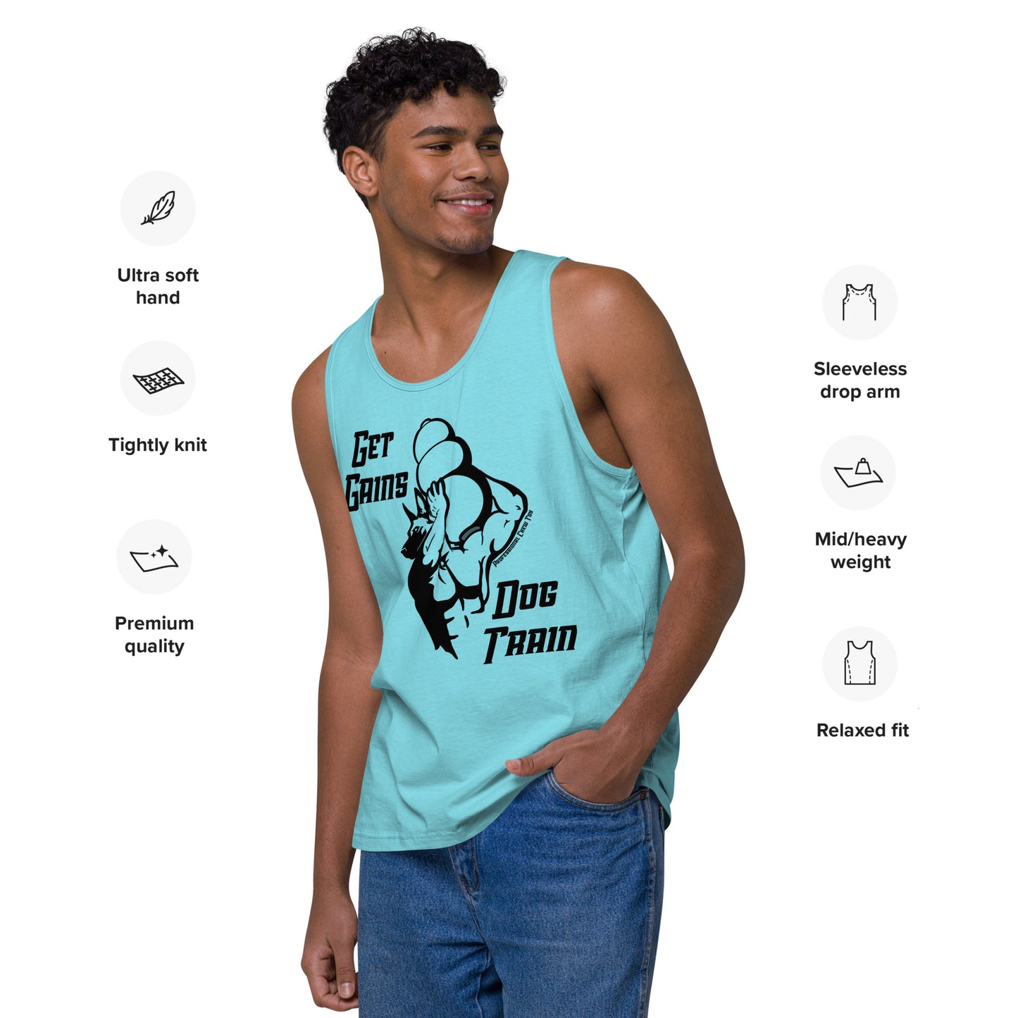 Get Gains & Dog Train Men’s premium tank top