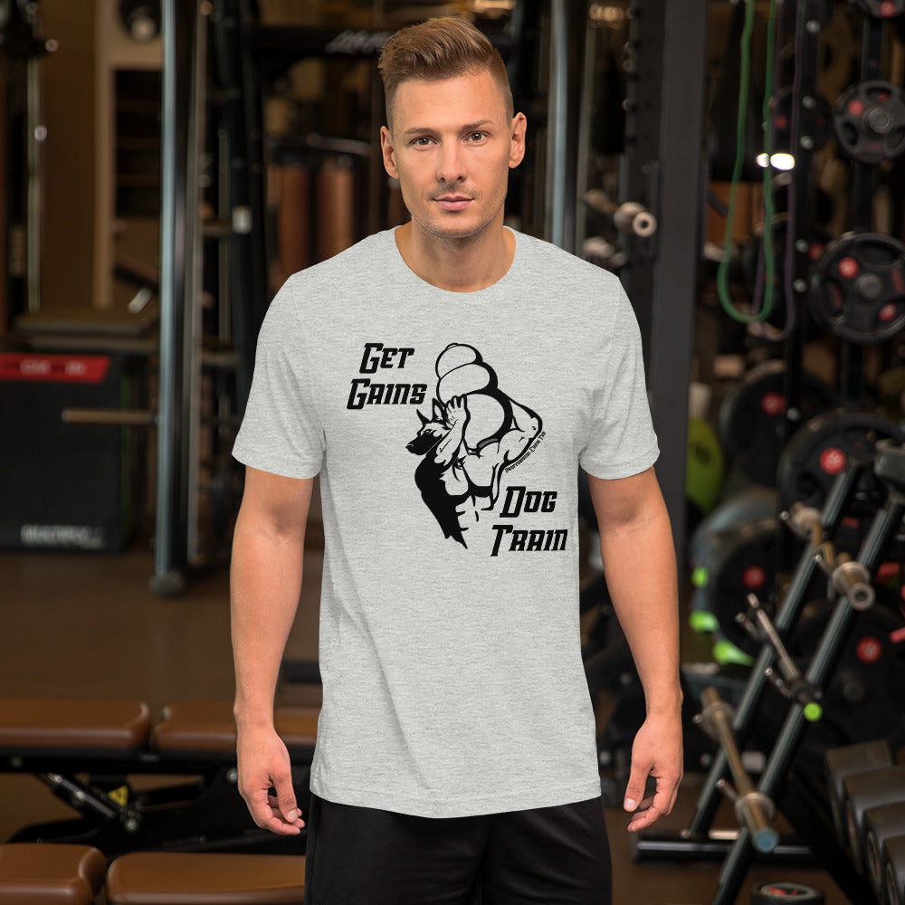 Get Gains & Dog Train Unisex t-shirt