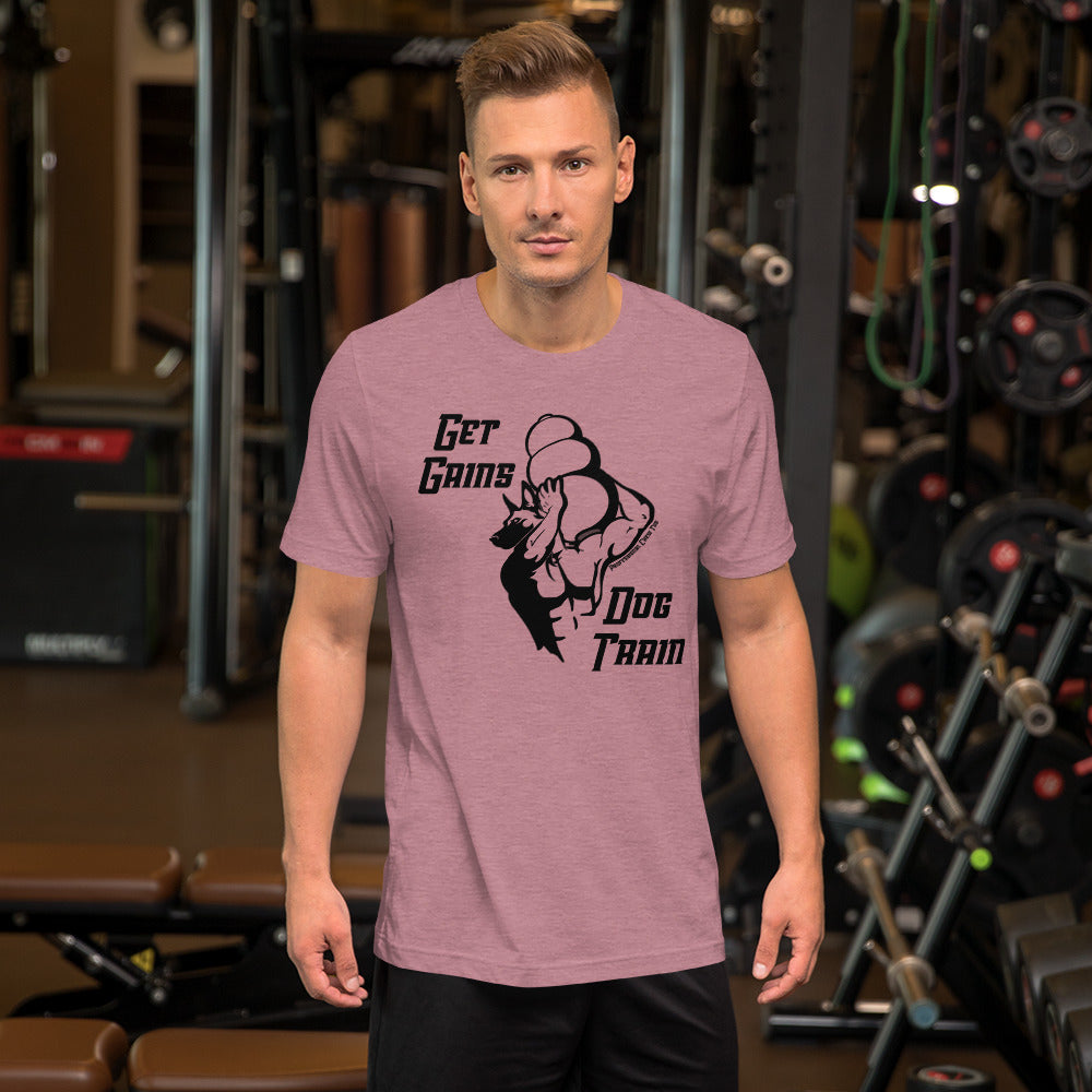 Get Gains & Dog Train Unisex t-shirt